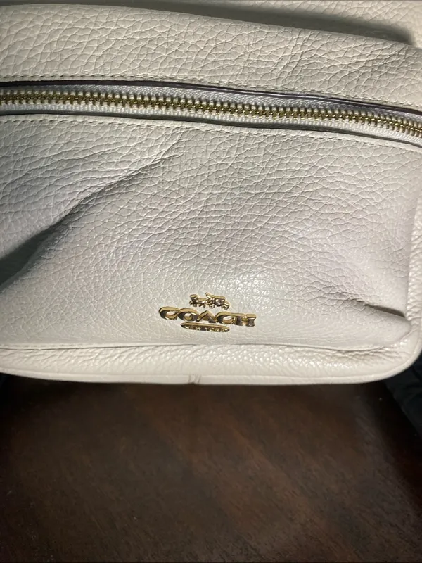 Coach Mini Charlie Pebbled Leather Backpack in Cream with Gold Hardware - Image 3