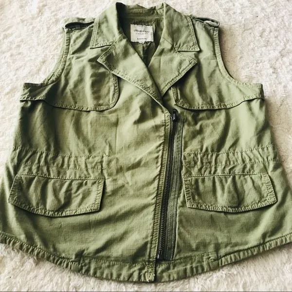 Madewell Modern Safari Utility Vest Olive Army Green Size Small - Image 5