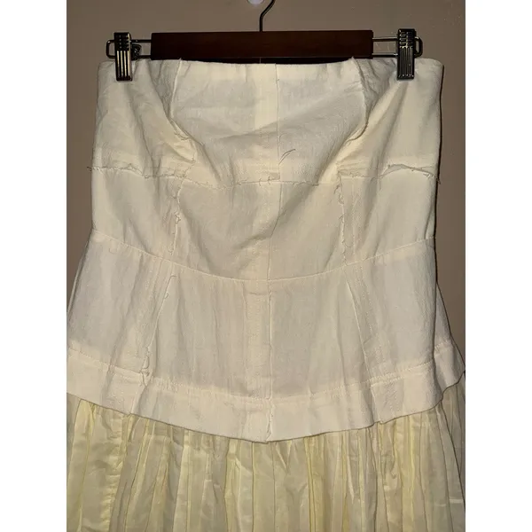 Hyfve Cream Strapless Paneled Maxi Dress Smocked Back Raw Hem L Prairie Farmcore - Image 2