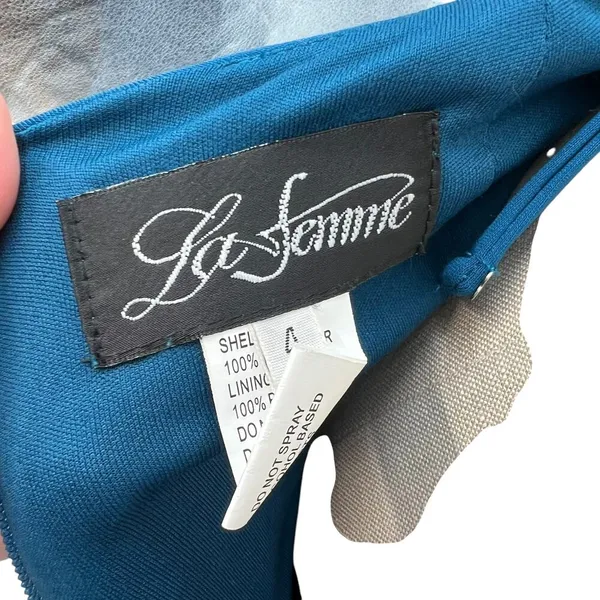 La Femme Blue Cut Out Side Slit Gown Dress Prom Formal Size‎ 4 - Image 15