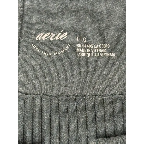 Aerie Fireside Ribbed Long Sleeve Open Henley‎ Top Size L Green Festival Casual - Image 8