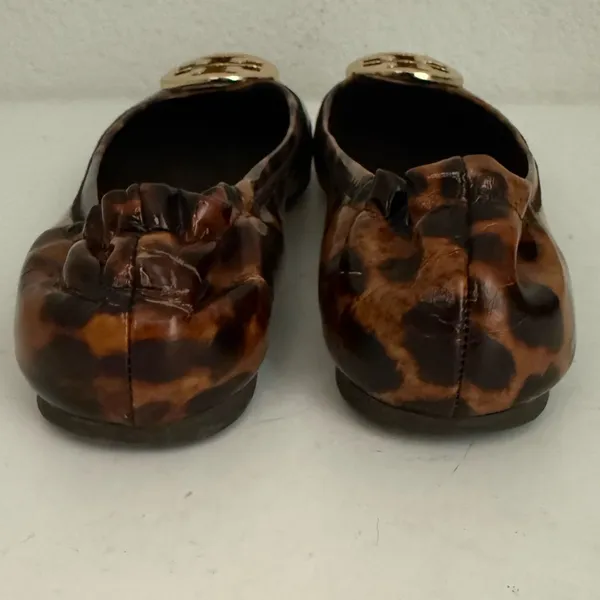 TORY BURCH Reva Patent Leather Leopard Animal Print Ballet Flats Size 7 - Image 4