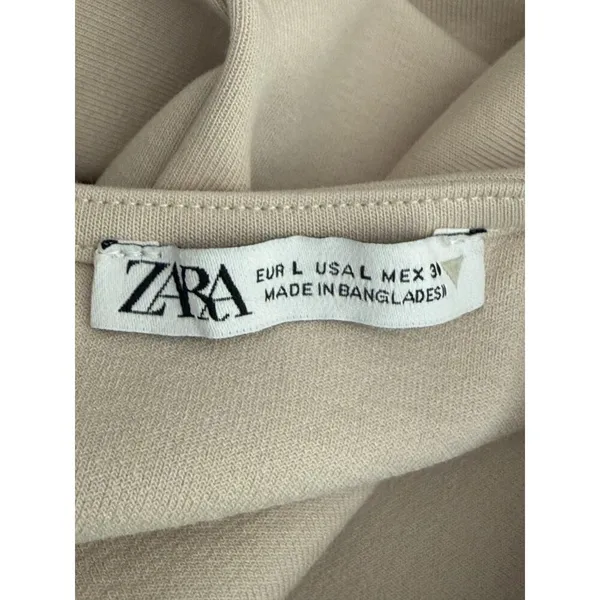 Zara Sleeveless Detailed Lining Fitted Classy Blouse Top Back Zip Up L Beige - Image 7