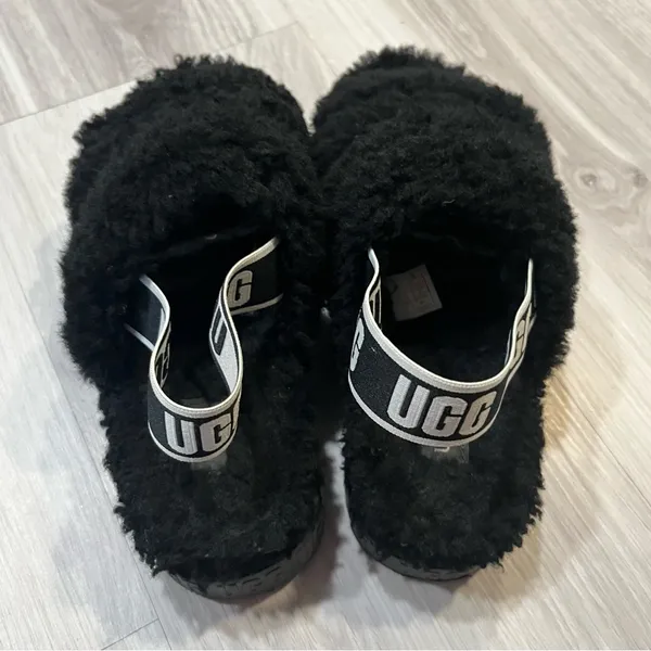 UGG‎ Black Fluffy Slides - Image 4