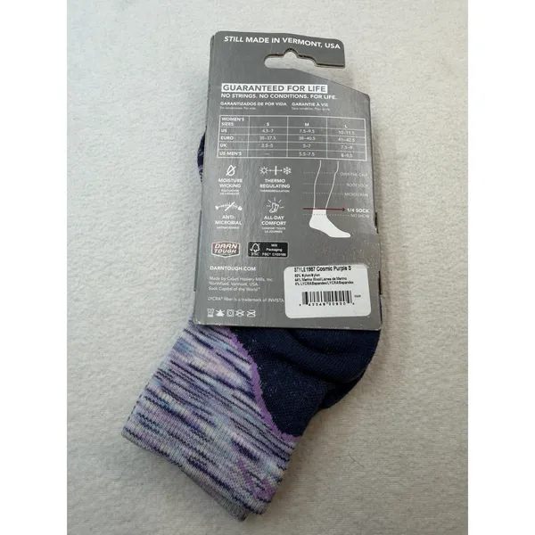 Darn Tough 1987 Purple Women's Light Hiker Quarter Lightweight 1/4 Hiking Sock - Image 3