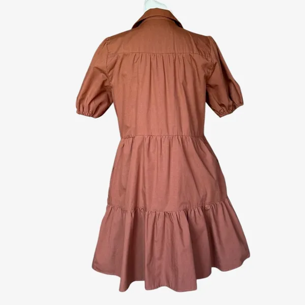 Abercrombie & Fitch Poplin Trapeze Shirt Dress in Chestnut Sz‎ XS - Image 7