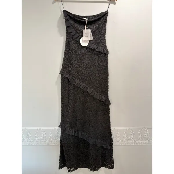 MORE TO COME Xandra Romantic Strapless Black Stretch Lace Maxi Dress S NWT - Image 2