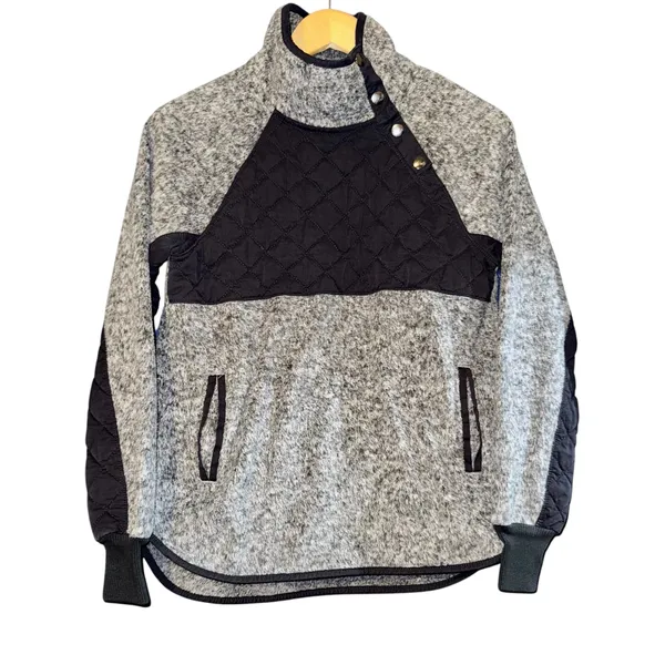Abercrombie & Fitch Quilted Fleece Pullover Sweatshirt‎ Mock Neck XS Equestrian - Image 2