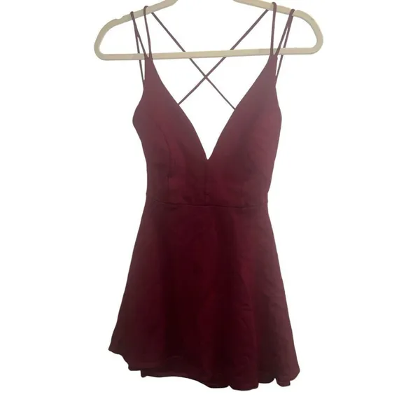 ✨Lulu’s Believe in Love Wine Red Backless Skater Sz Large Maroon Dress✨ - Image 10