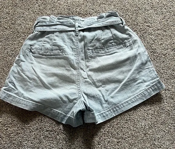 American Eagle Blue and White Pin Stripped Jean Shorts - Image 2
