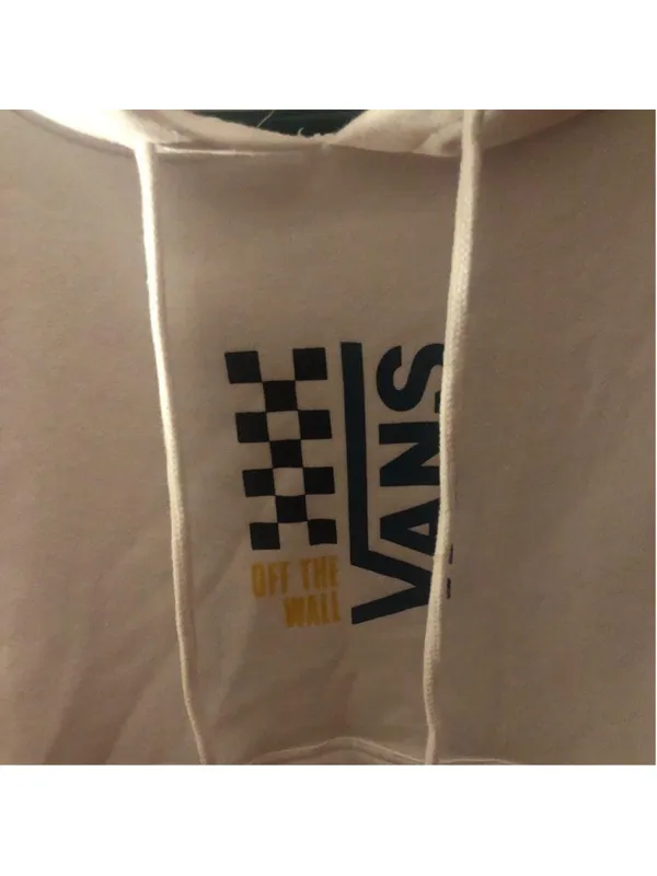 Vans “Off the Wall” White With Black Checkerboard Accent Fleece Lined Hoodie - Image 3