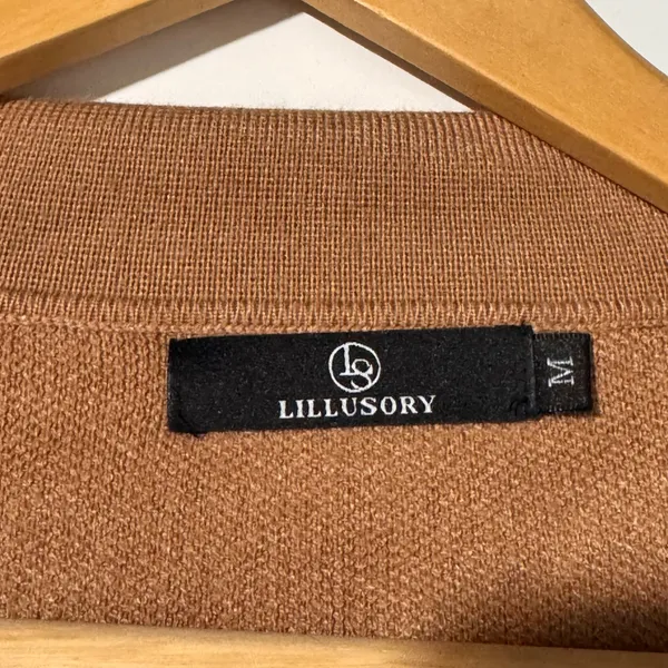 Lillusory Cardigan Sweater Medium Camel Button Front Lightweight Knit Brown - Image 4