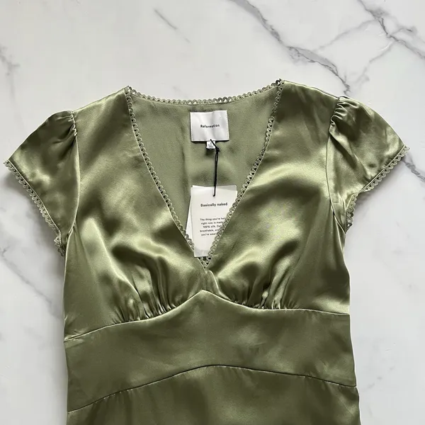 NWT Reformation Amelia Silk Dress Size 2 - Image 6