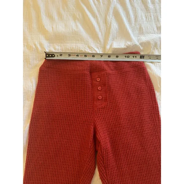 Aerie Red Waffle Knit Lounge Pajama Pants Cozy Holiday Jogger Leggings - Image 3