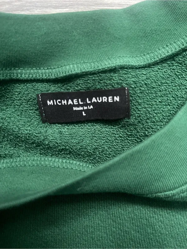 Michael Lauren Green to Blue Ombré Long Sleeves Crew Neck Sweatshirt Cotton L - Image 3