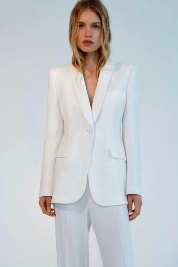 ZARA blazer white waisted tailored tuxado suit jacket - Image 2