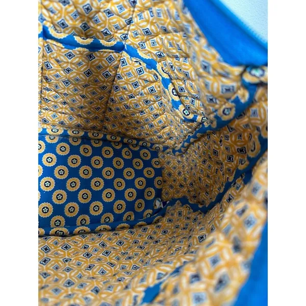 Vera Bradley Floral Shoulder‎ Bag Yellow Blue Zip Pockets Adjustable - Image 5