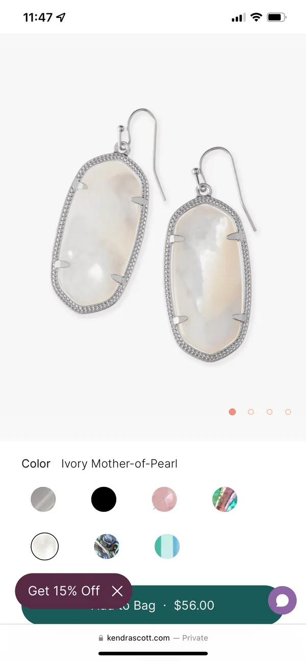 Kendra Scott Elle Silver Drop Earrings In Ivory Mother-Of-Pearl - Image 3