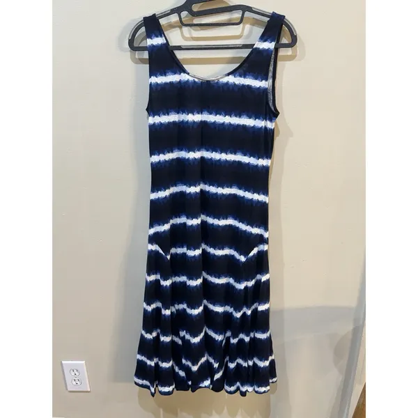 Lauren Ralph Lauren Sundress Sleeveless Striped Blue‎ White Linen Size Small - Image 5