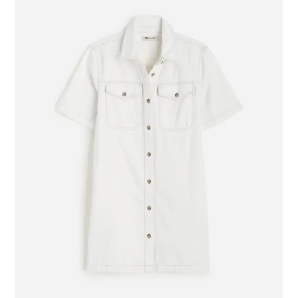 Madewell Denim Boxy Shirtdress Vintage Canvas White Relaxed Mini Small NWT - Image 6