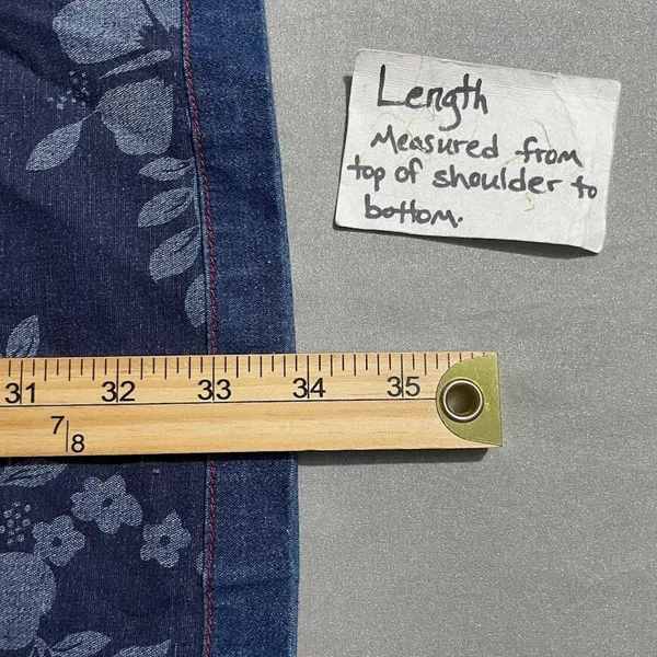 Y2K Size S M Reversible Floral Blue Jean Denim Mini Babydoll Jumper Dress - Image 10