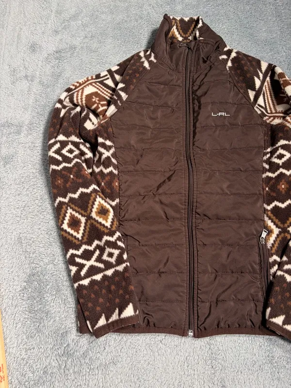 Lauren Ralph Lauren ACTIVE fleece puffer Aztec print brown small - Image 2