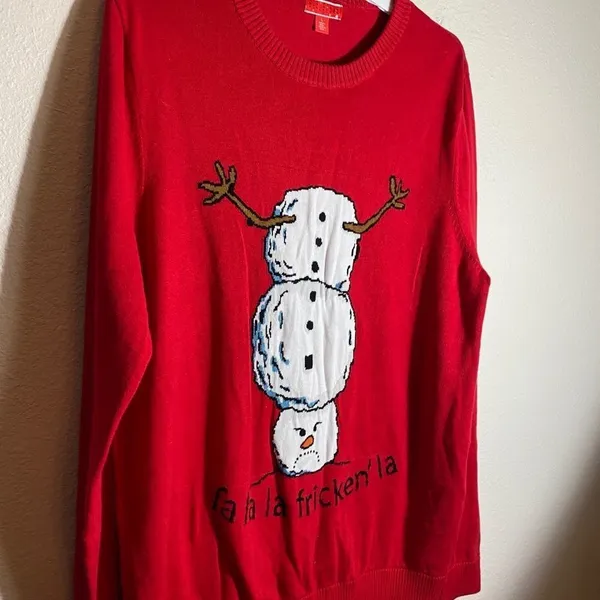 Snowman Christmas Sweater Red‎ Red Size L - Image 3