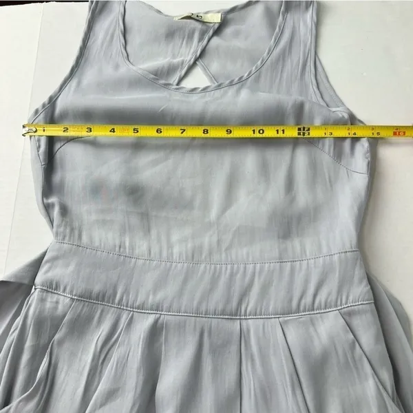 YA Los Angeles Cotton Silk Open Back Pleated Mini Dress Blue Small - Image 6