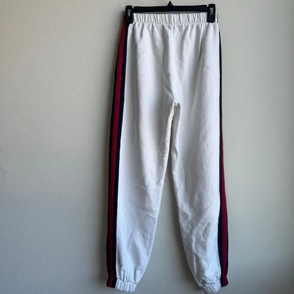Brandy Melville White Blue Red Stripe Joggers Size XS Small - Image 4