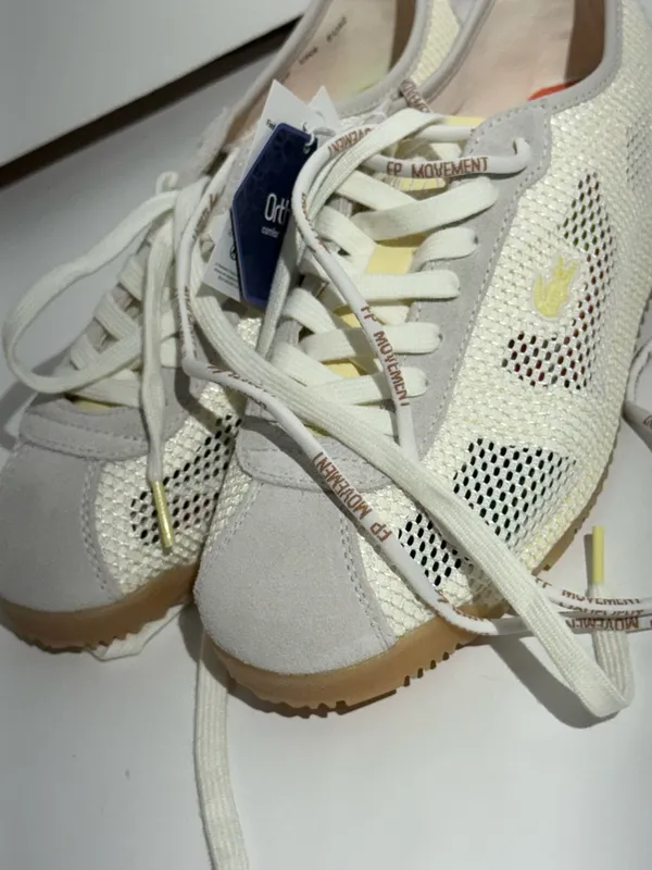 NWT FP Movement Lacoste Women’s Cream & Yellow Mesh Suede Club Low Sneakers - Image 9