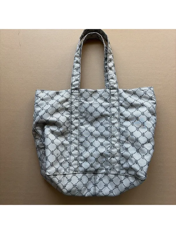 Vintage Ralph Lauren Jacquard Open Tote in Black/Silver Logo Embroidered - Image 4