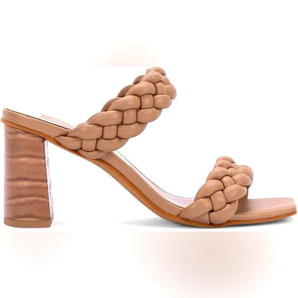 Dolce‎ Vita Paily Braided Sandal Chunky Heel Women's 9.5 Tan Faux Leather NEW - Image 3