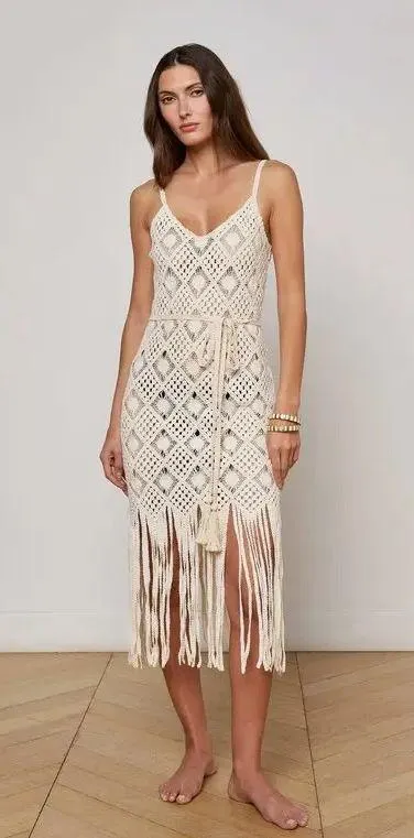 L’agence Haleigh Crochet Cover-Up Dress M - Image 9
