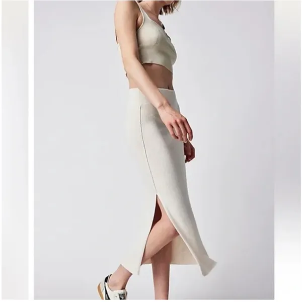 Free People cream knit Golden Hour Midi‎ Skirt size large NWT - Image 4