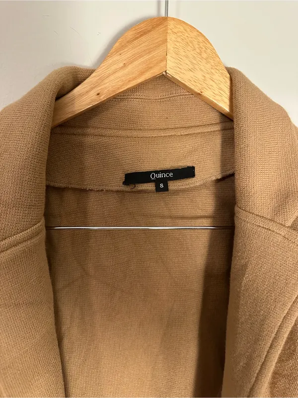 Quince 100% Organic Cotton Knit Blazer camel small - Image 3