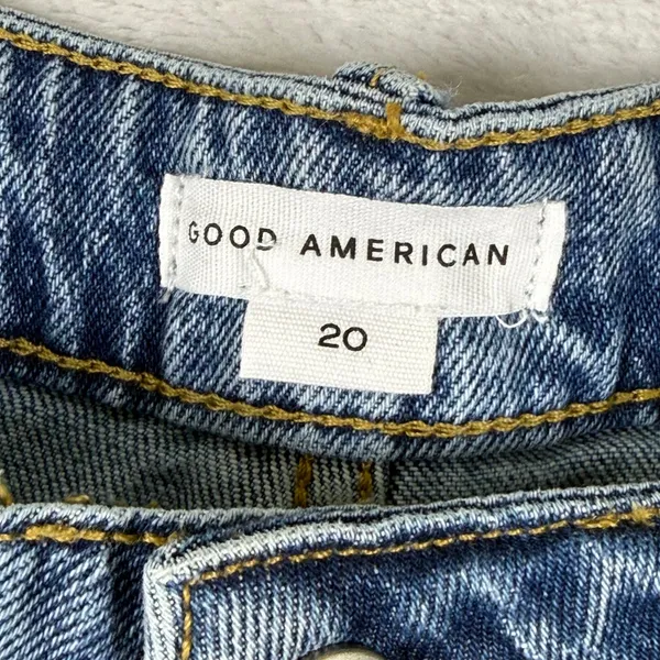 Good‎ American High Rise Distressed Denim Cut Off Shorts Blue Size 20 GB002T - Image 2