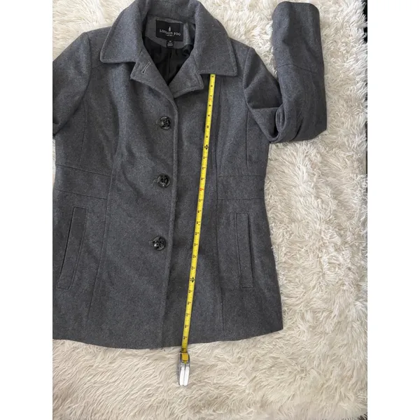 London Fog Women's Gray Wool Blend Coat Jacket Classic Pea Coat Medium‎ - Image 7