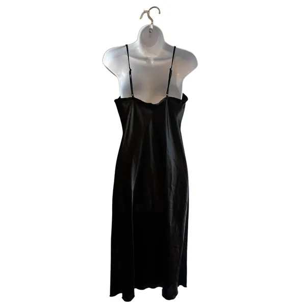Vintage Y2K‎ Bebe Cowl Neck Slip Dress Med Black Satin Maxi Minimalist Cocktail - Image 2