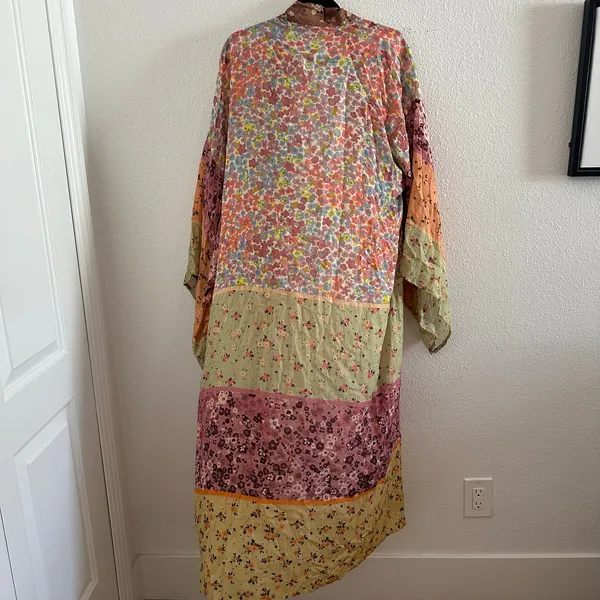 Anthropologie Bl-nk London Pastel Long Floral Patchwork Kimono Multi One Size - Image 4