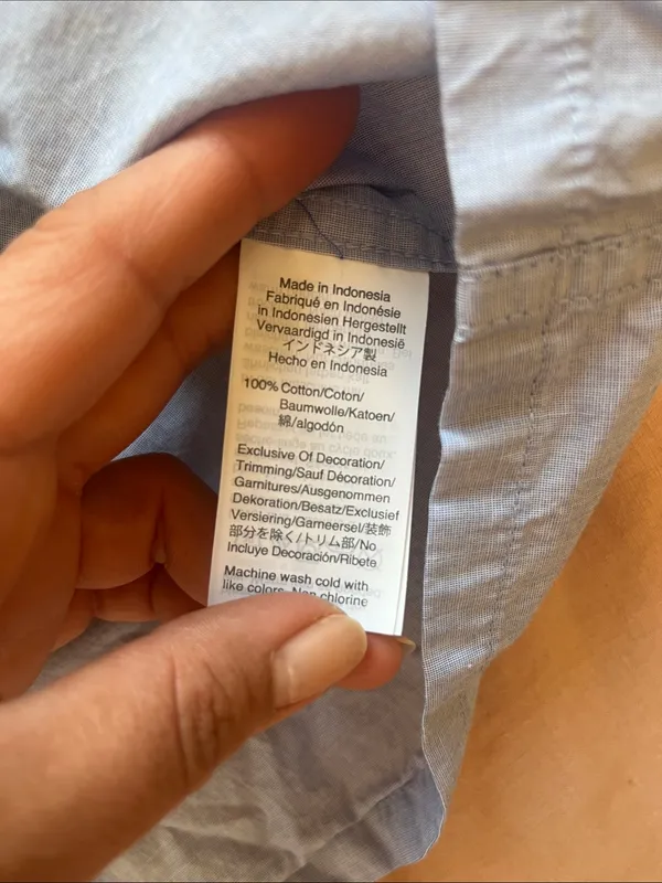 J. Crew Light Blue Button-Up Top with Black Trim - Image 4