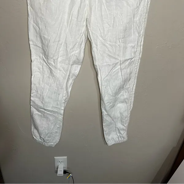 Athleta Cabo Linen Jogger‎ Tall White High Rise Drawstring Pull On Pants - Image 4