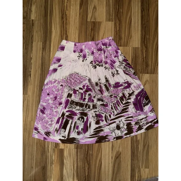 Bisou‎ Bisou Women's Sz 4 A Line Boho Cotton Skirt Sequins Pink White Purple - Image 2