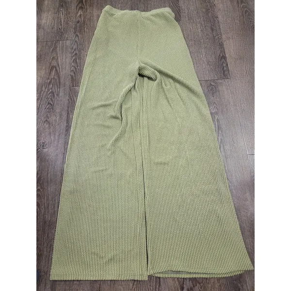 21 Saints Green Ribbed Wide Leg Stretchy Flowy Pants Size M with 28" Inseam - Image 4