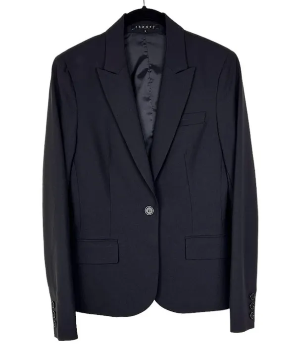 Theory Black Wool Tailored Blazer 6 Classic Career Jacket - Image 2