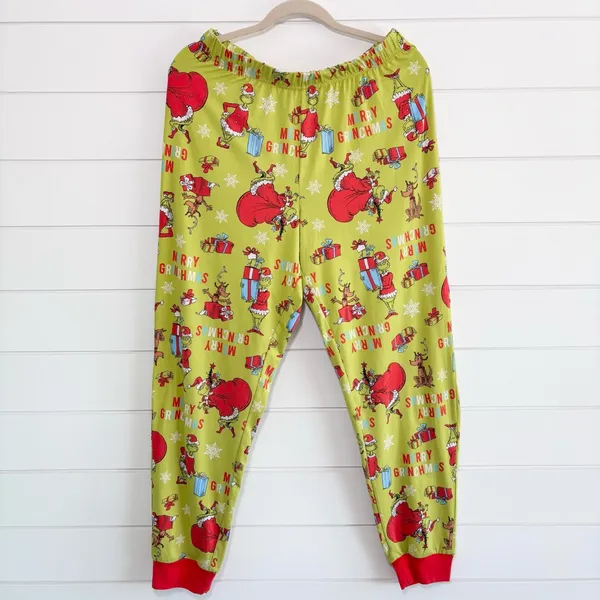 Dr. Seuss Grinch Pajamas Pants Green and‎ Red Size M - Image 3
