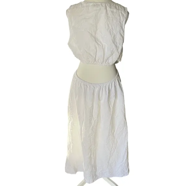 The Drop White 100% Linen O-Ring Cutout‎ Maxi Dress Womens XL Sleeveless Summer - Image 2