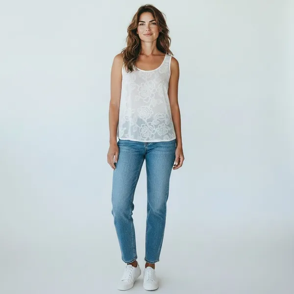 Abercrombie Fitch White Floral Lace Sheer Tank Top Womens Size S‎ - Image 12