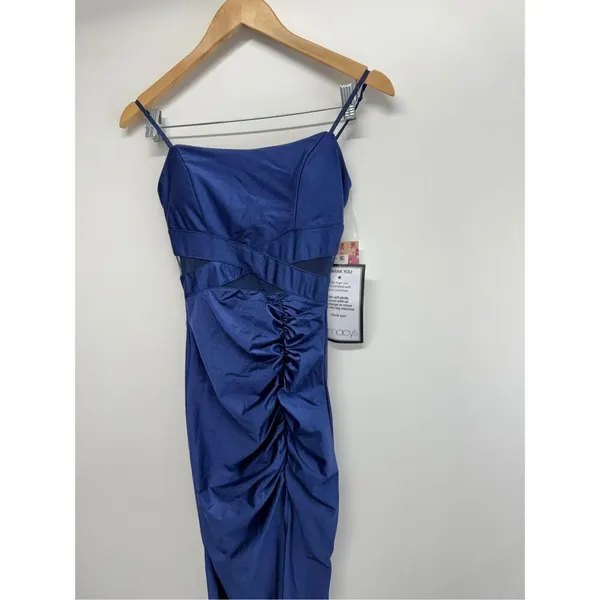 Emerald Sundae‎ Mesh Panel Maxi Dress Size Extra Small Blue Side Slit Gown NEW - Image 6