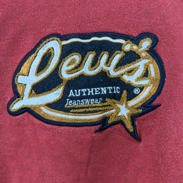 Vintage Levi's‎ Cropped Crew Neck Sweatshirt Red Women L Made in Saipan USA Logo - Image 2