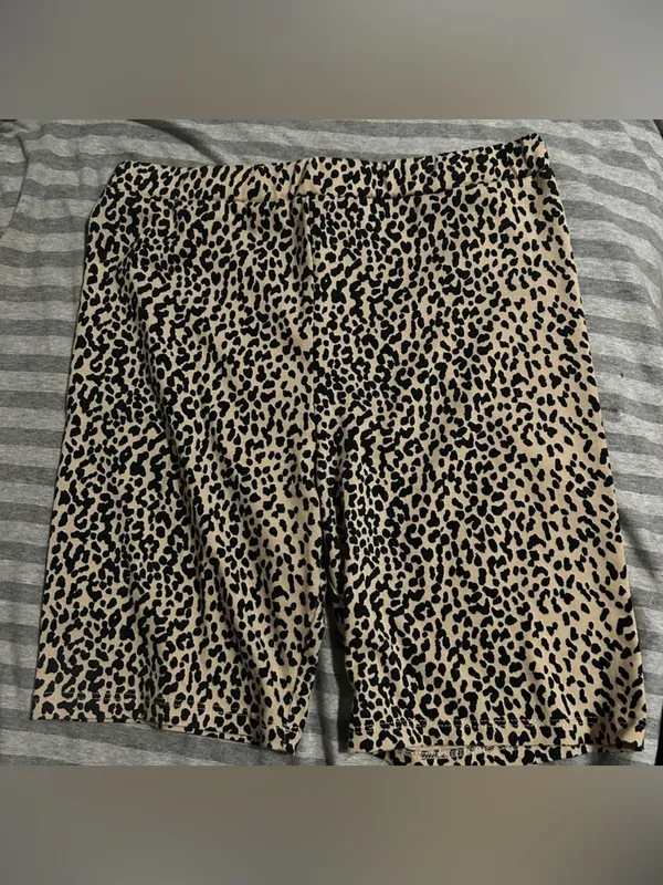 Adika Leopard-Print Bike Shorts in Tan and Black - Image 2